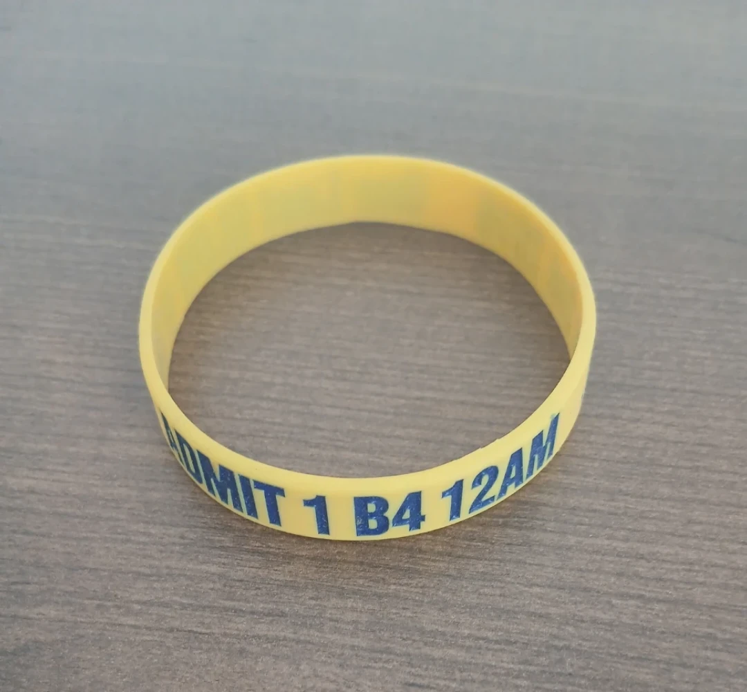 Yellow Silicone Bracelet "One Last GLOW @SA" "Admit 1 B4 12AM" - photo 2