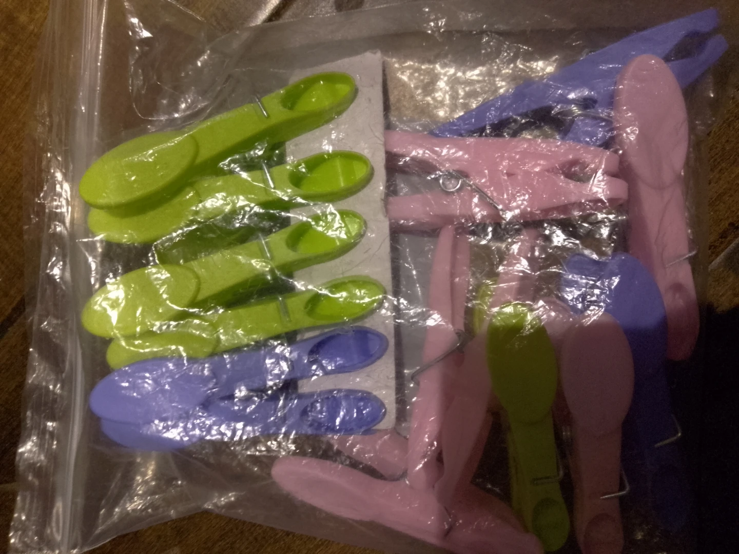 Plastic Clothes Pegs - Green, Pink & Purple ⚽