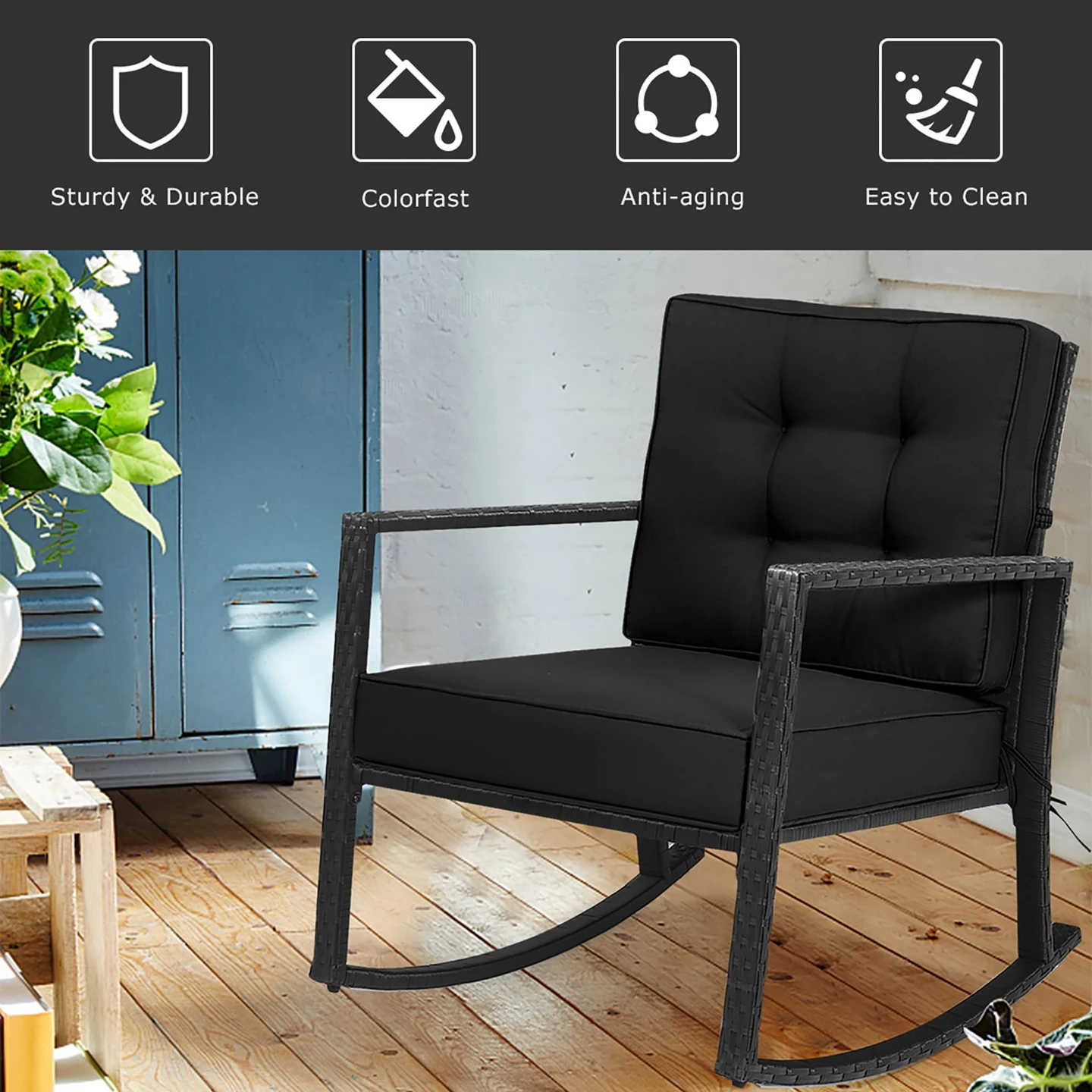 Costway Patio Rattan Rocker Chair - photo 3