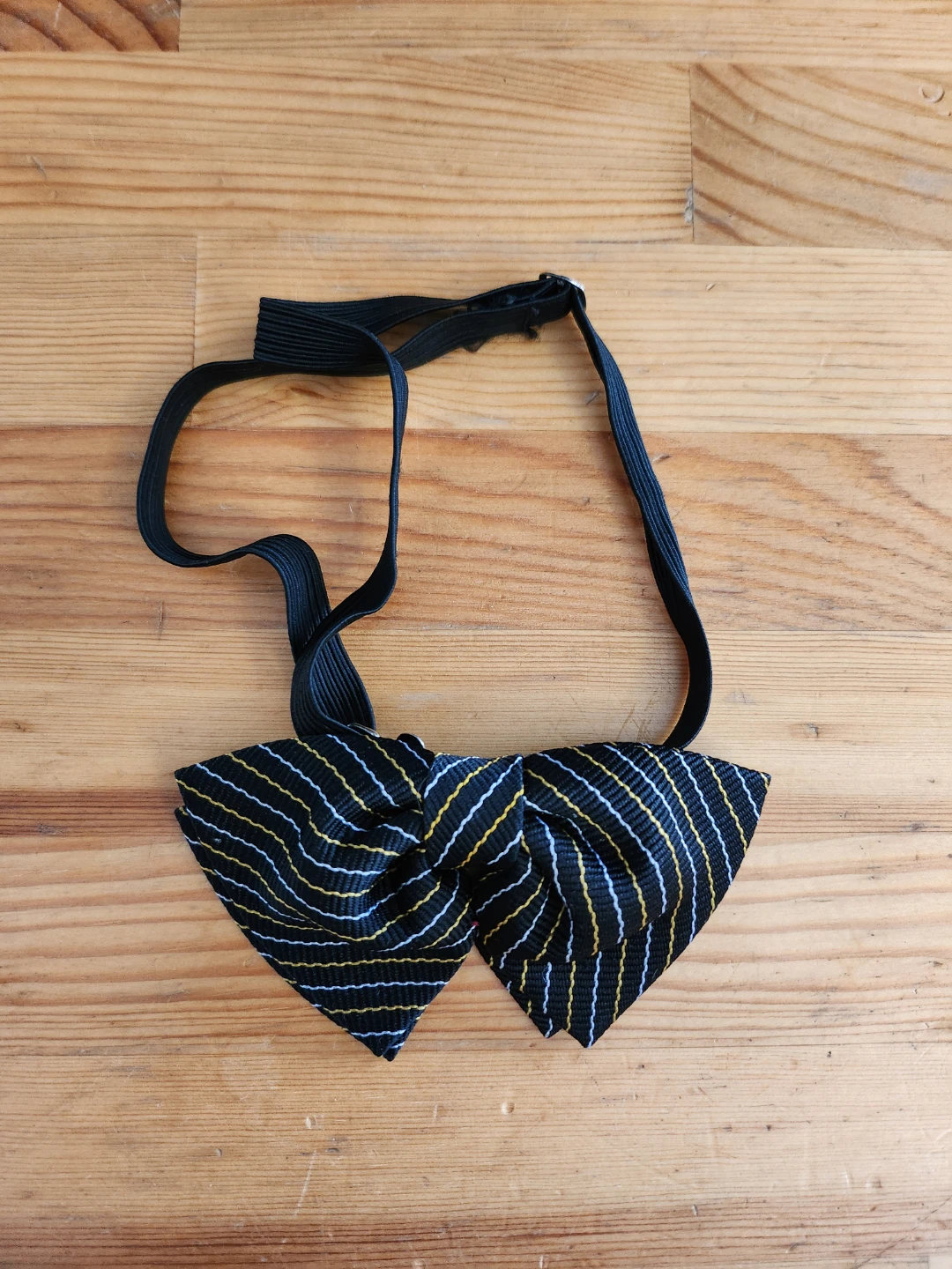 Kids Adjustable clip-on Black Striped Bow Tie