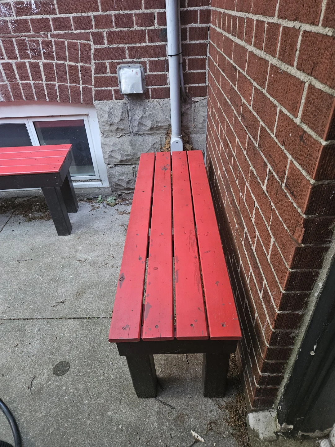 Red and Black Wooden Bench. Price is for both