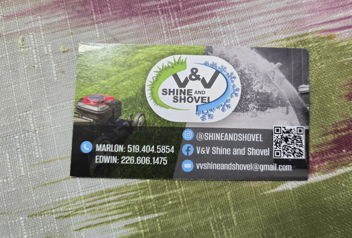 V&V Shine and Shovel Business Card