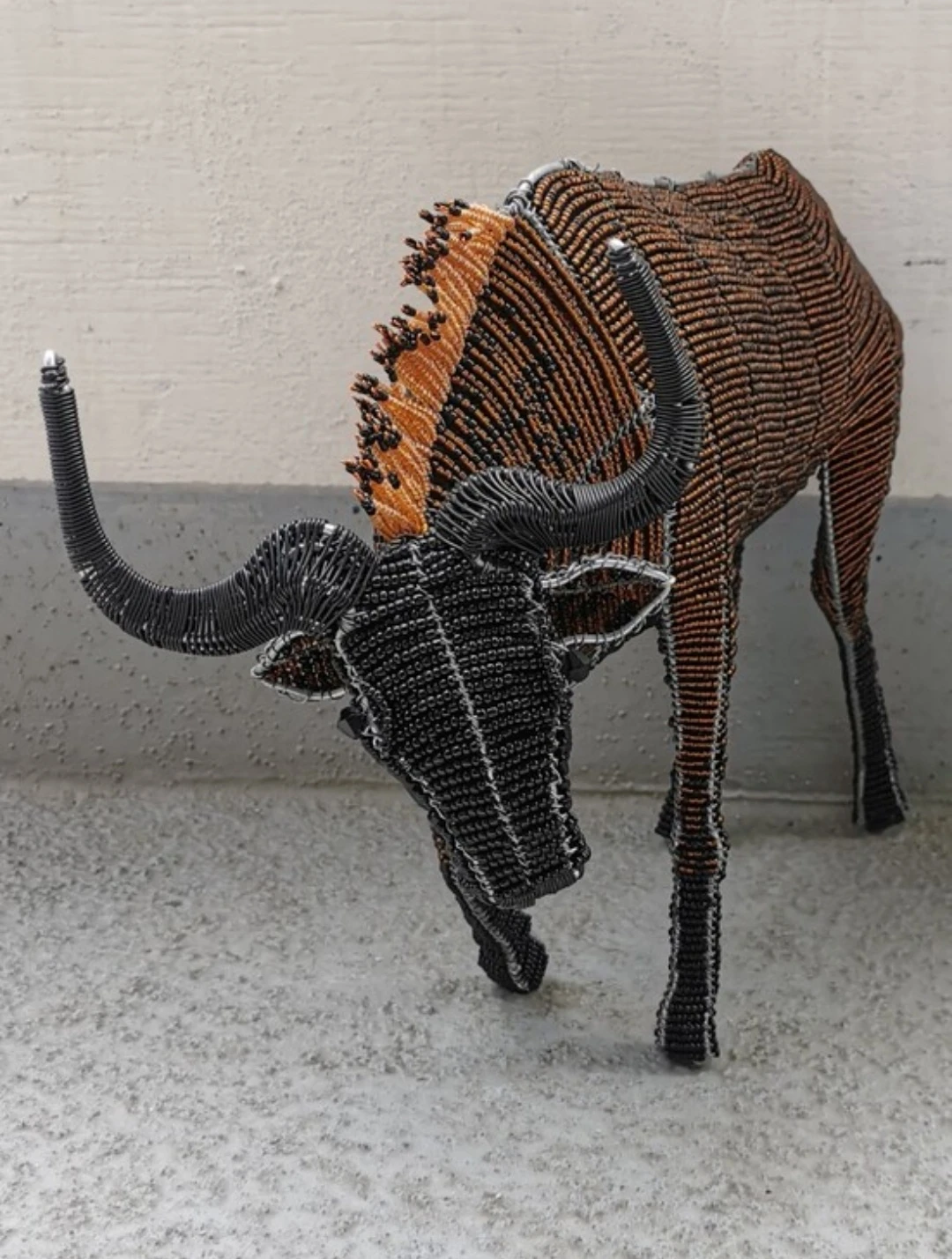 African Beaded Wildebeest Sculpture – Handmade Safari Decor - photo 2