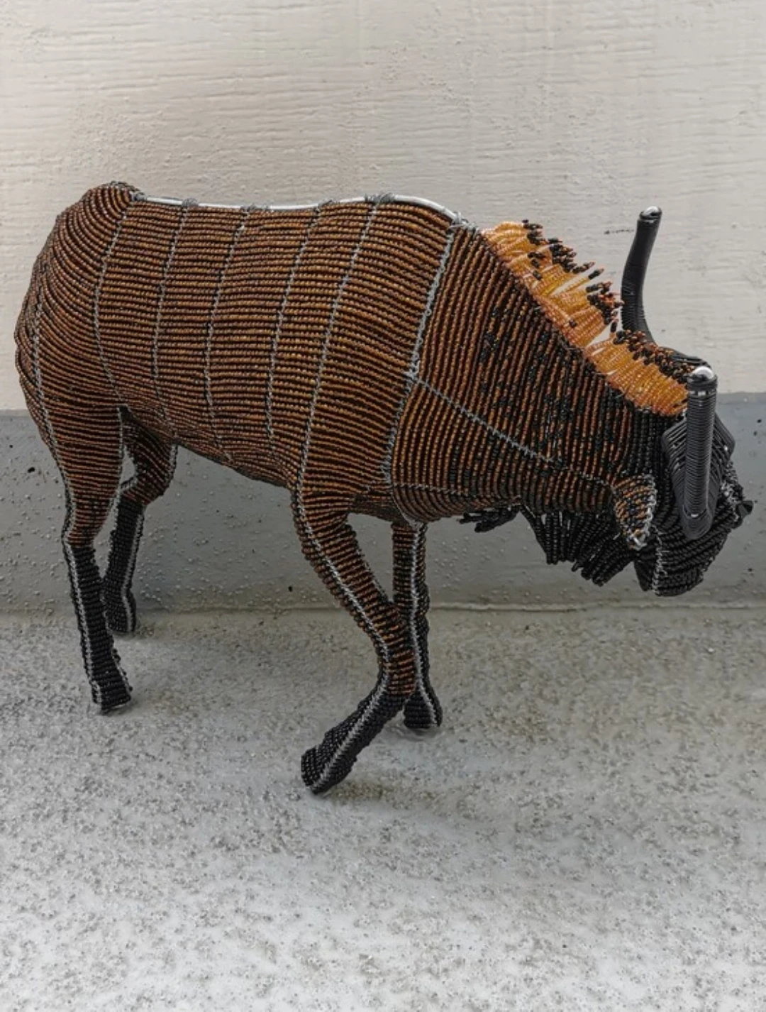 African Beaded Wildebeest Sculpture – Handmade Safari Decor - photo 3