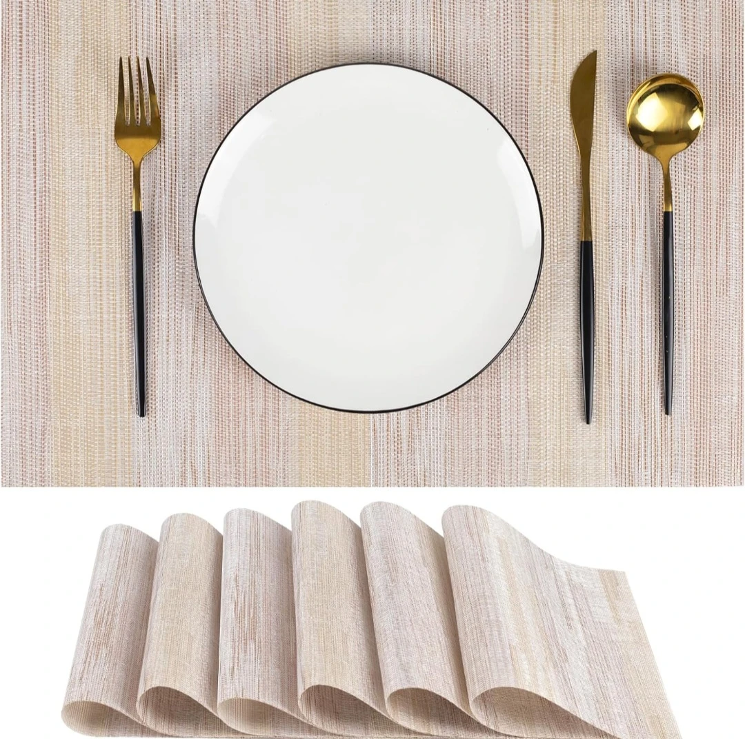 DEERYARD Beige Woven Placemats Set of 6