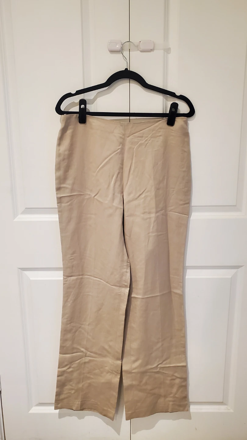 Beige Wide Leg Trousers