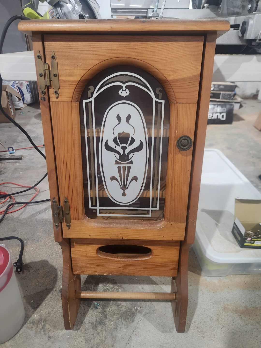 Vintage Wooden Cabinet with Glass Door ⚽