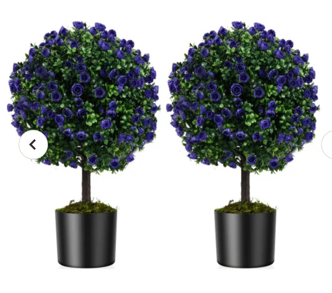 Set of 2 Artificial Purple Rose Topiary Ball Trees - photo 5