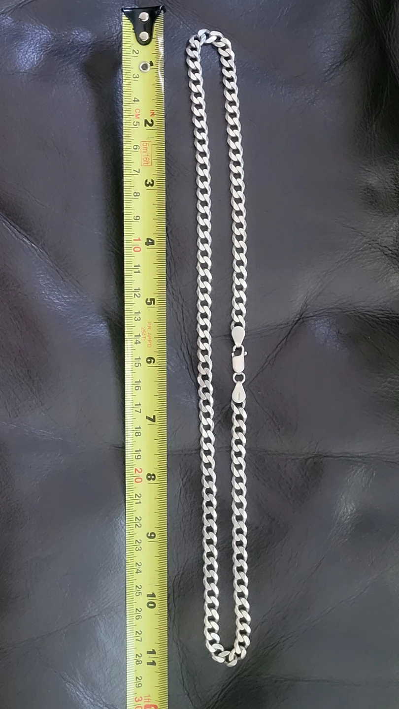 23" Solid Sterling Silver Curb Link Chain (39.7 grams) - photo 4