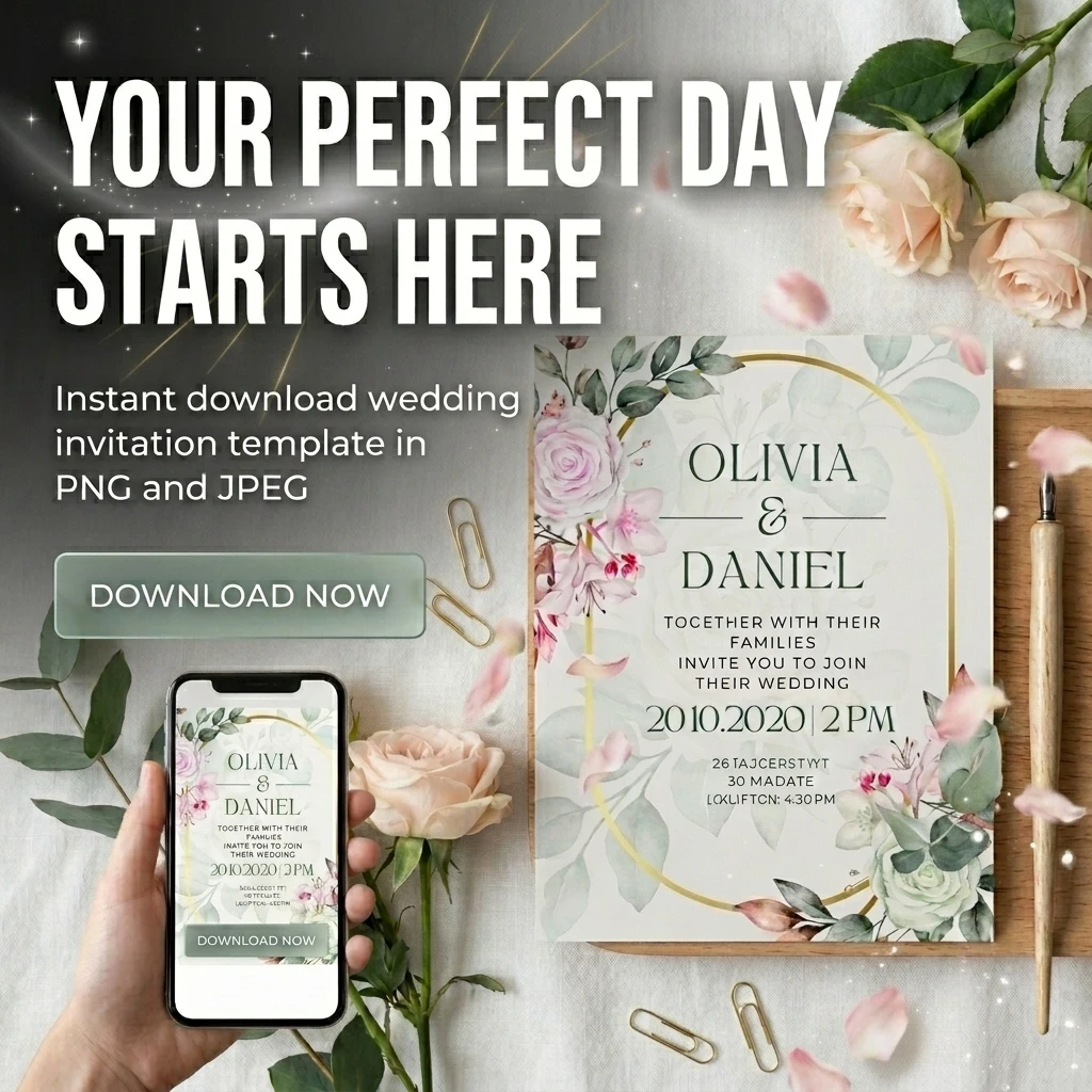 Instant Download Wedding Invitation Template