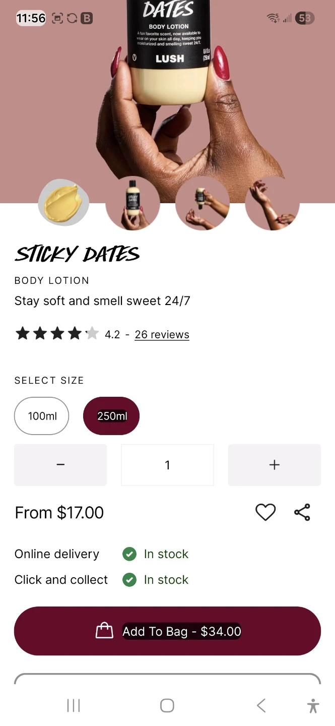 LUSH Sticky Dates Body Lotion 250ml