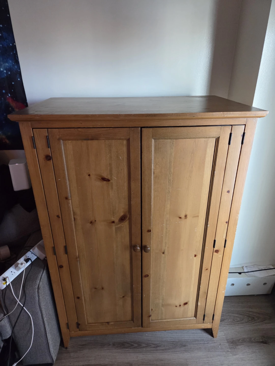 Wooden storage cabinet with doors