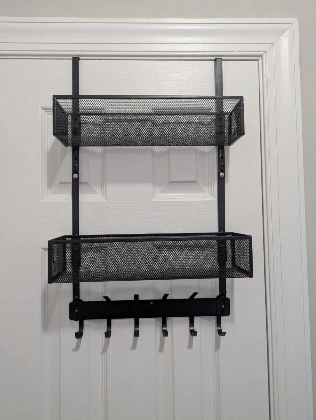 Set of 2 Black Over-the-Door Organizer with Baskets and Hooks