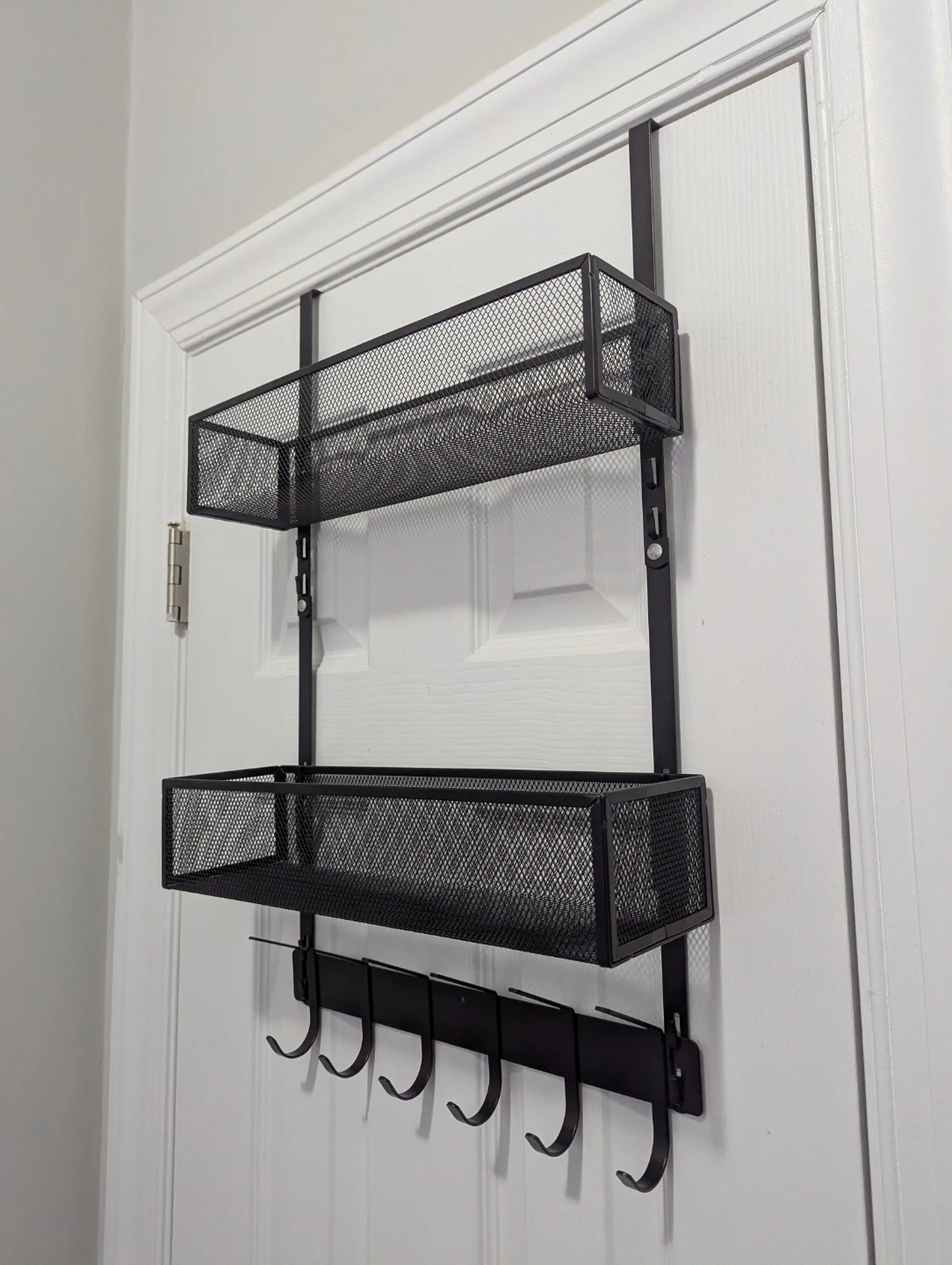 Set of 2 Black Over-the-Door Organizer with Baskets and Hooks - photo 2