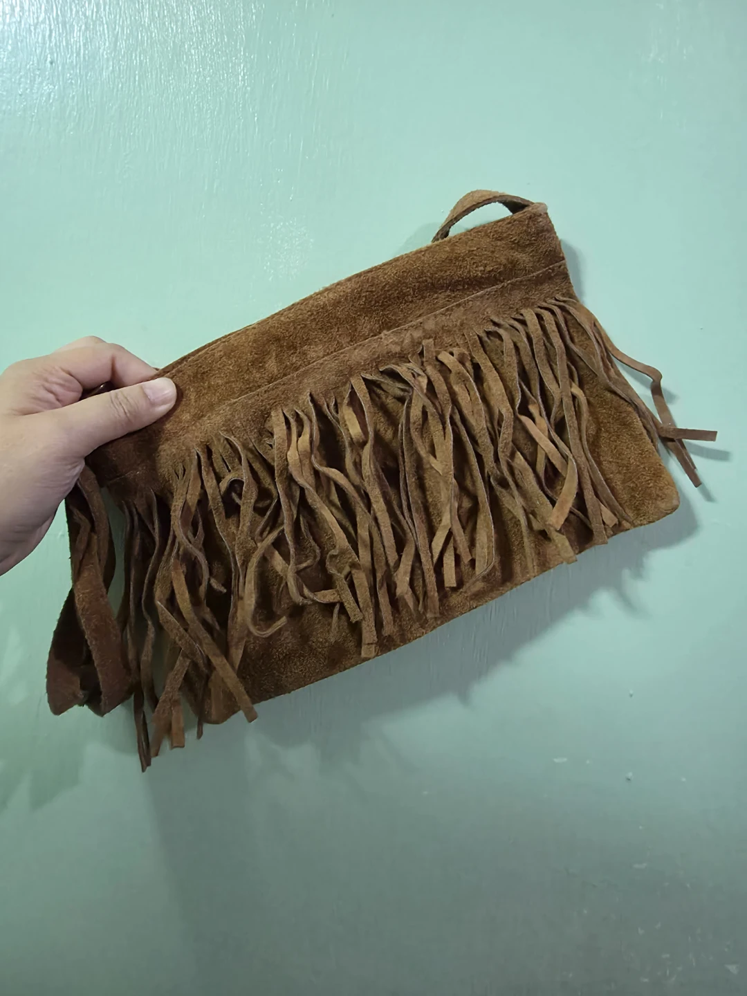 Brown Suede Fringe Crossbody Bag ⚽️
