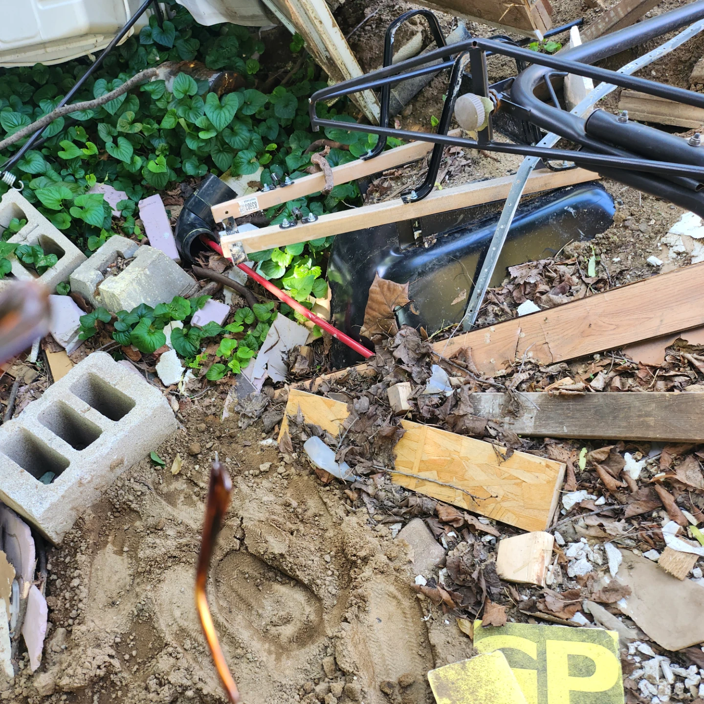 Wheelbarrow with flat tire