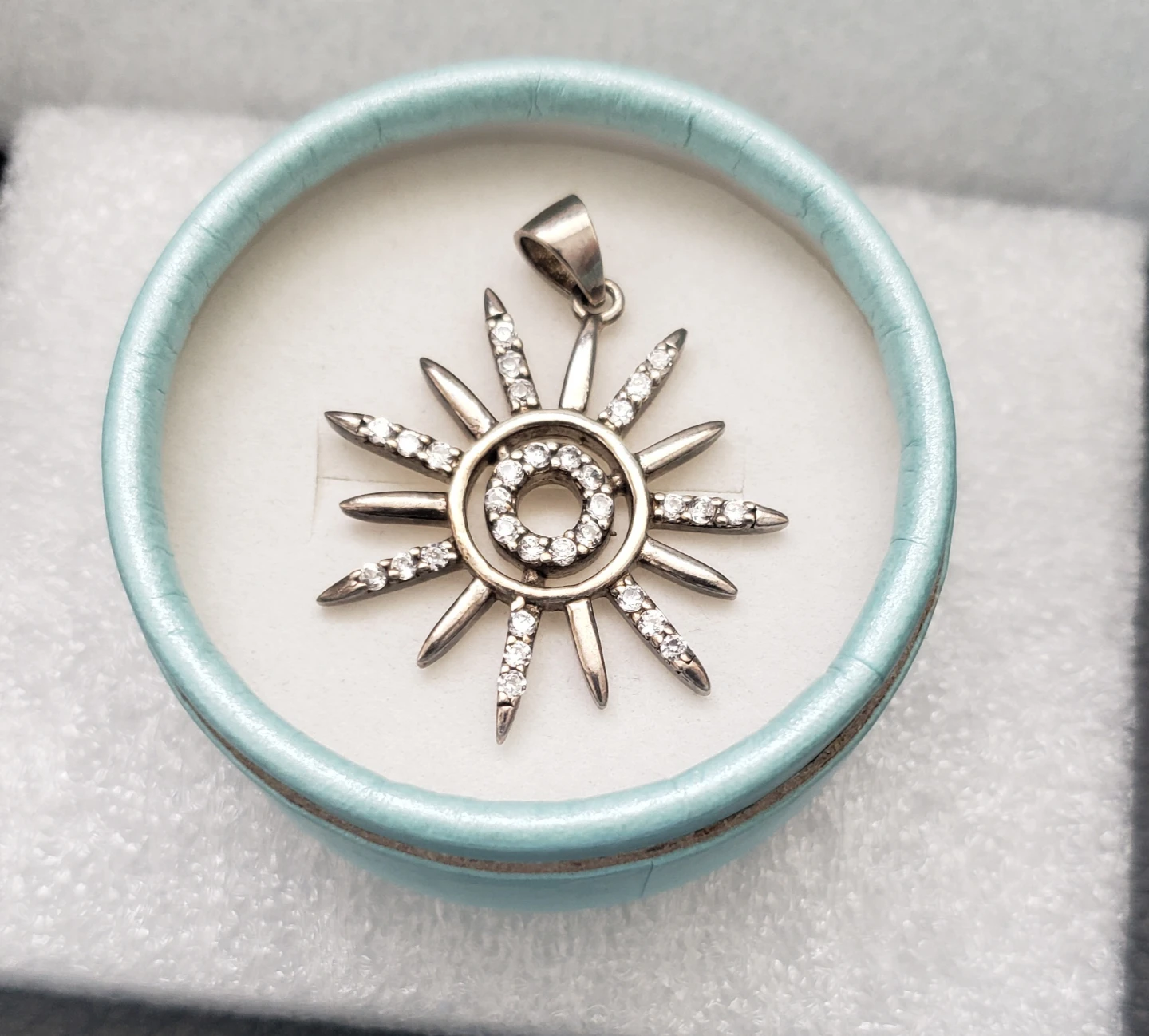 Sterling Silver Sun Pendant with Cubic Zirconia