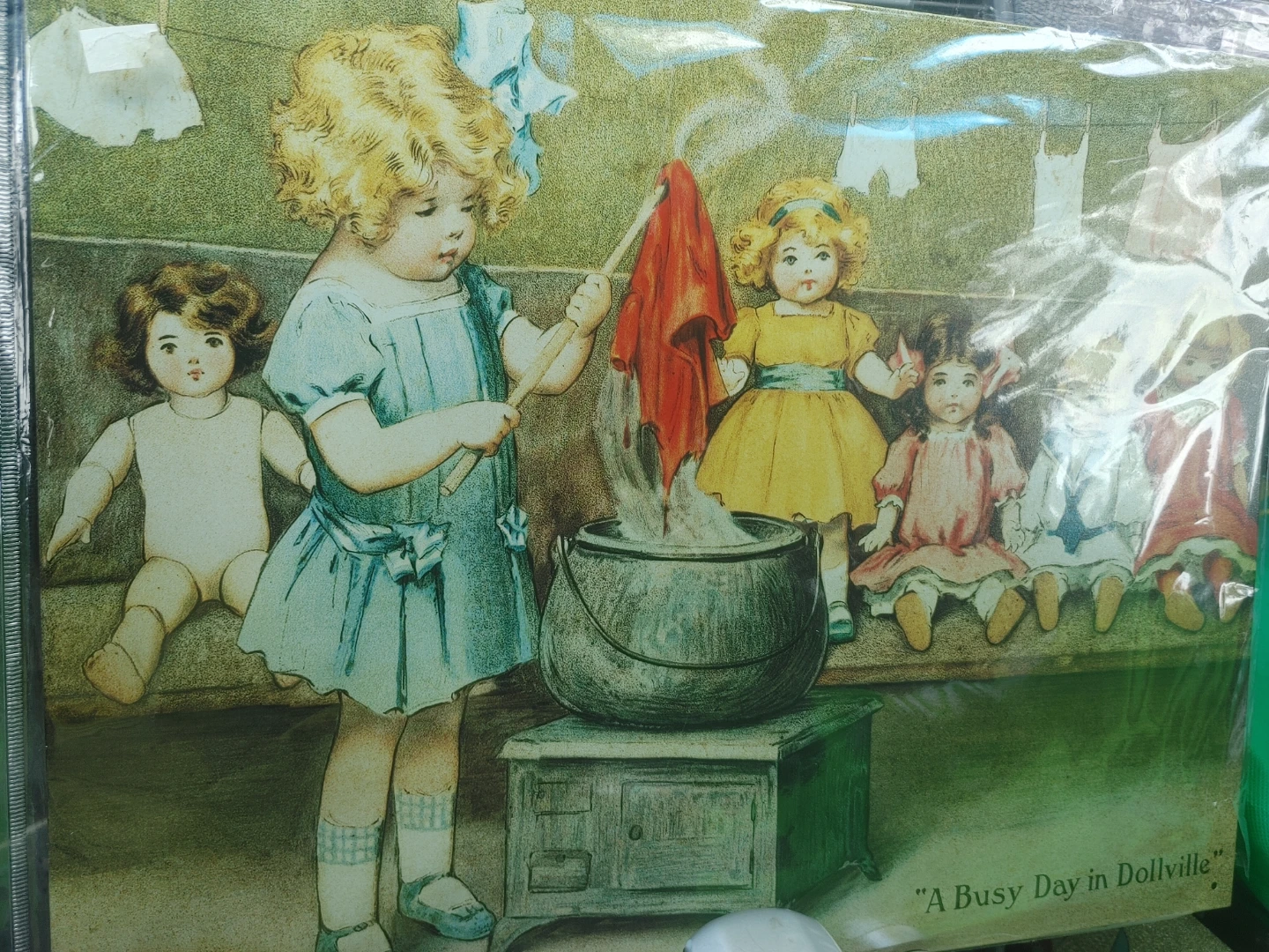 Vintage "A Busy Day in Dollville" Print