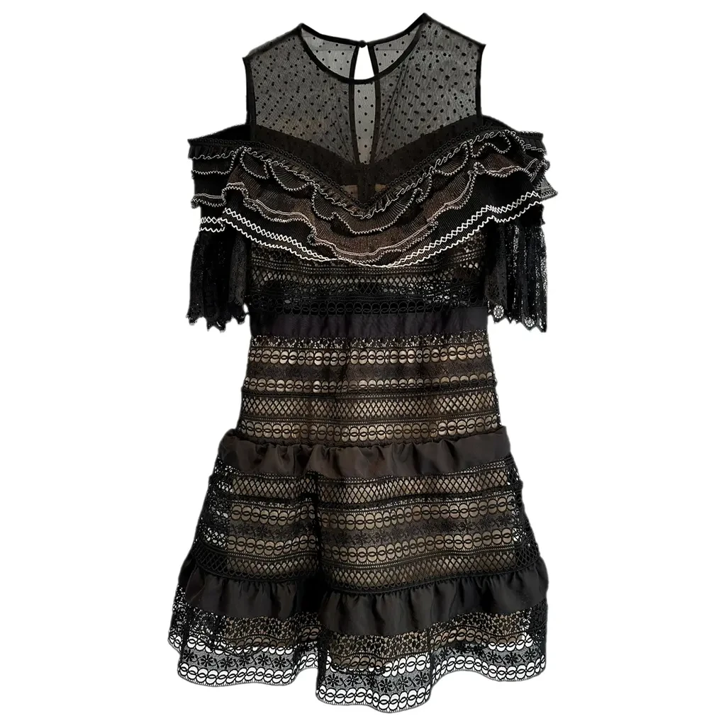 Black Lace Ruffle Dress size 1 - photo 3