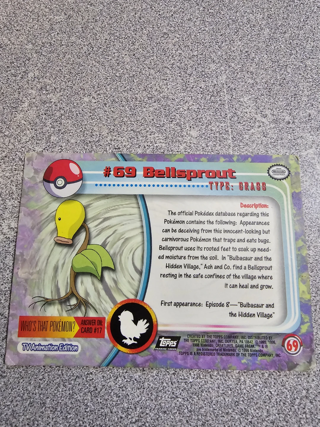 #69 Bellsprout Trading Card - photo 2