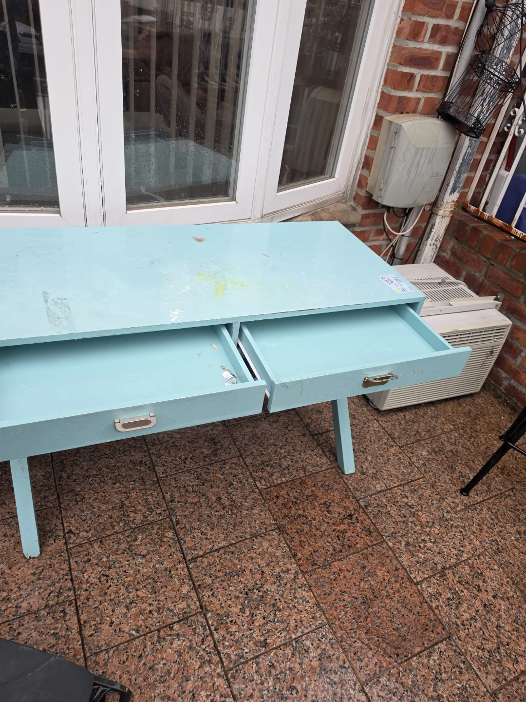 Aqua Blue Desk with Drawers