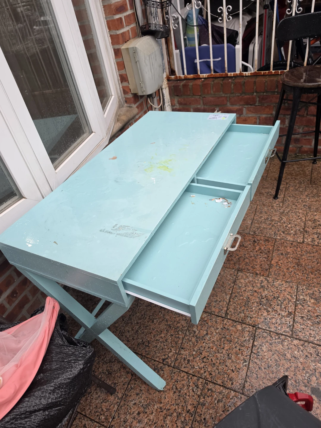 Aqua Blue Desk with Drawers - photo 2