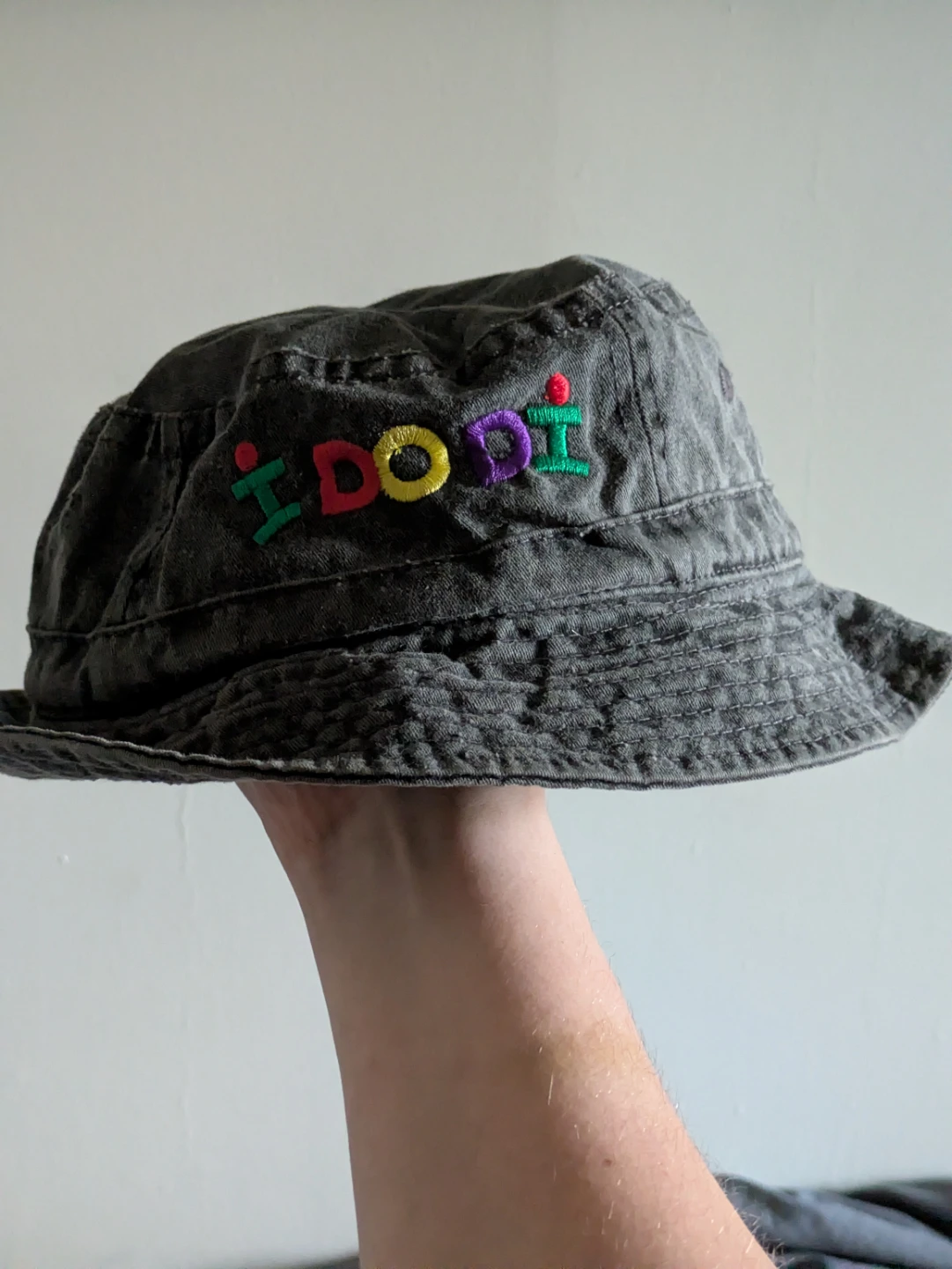 Grey Bucket Hat with "IDODI" Embroidery - photo 2