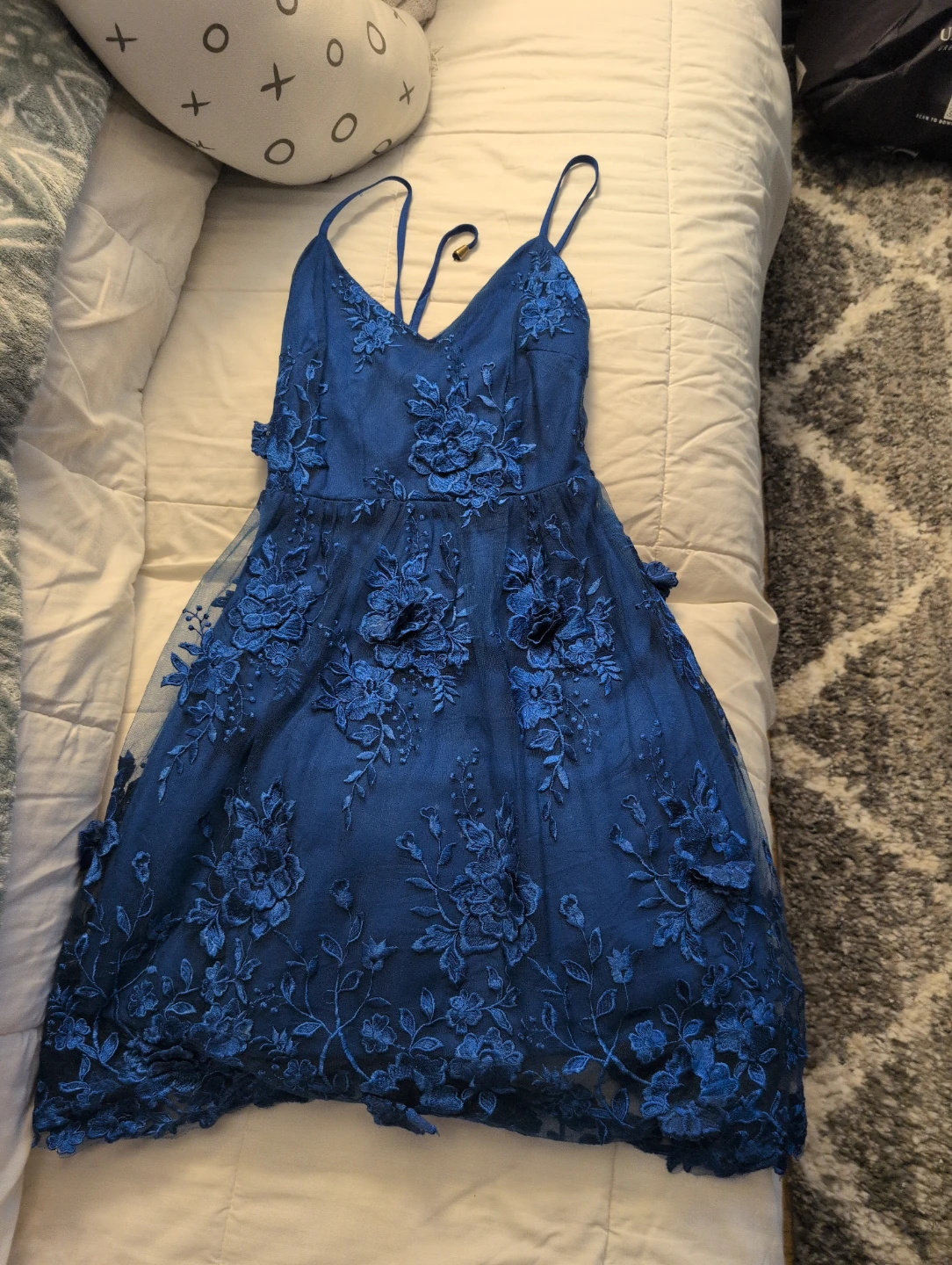 CHICWAYS Royal Blue Lace Dress