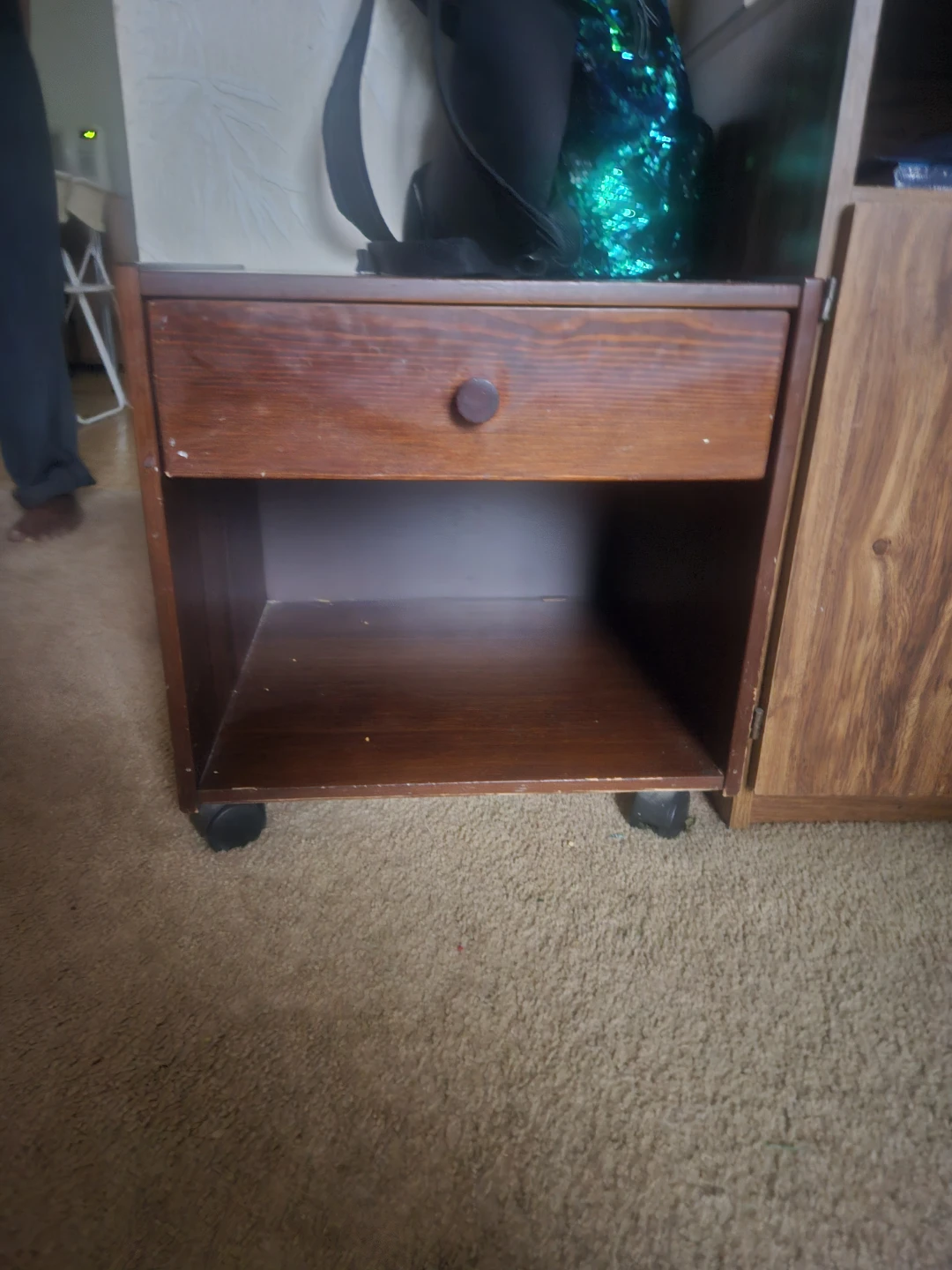 Wooden Nightstand with Drawer and Shelf
