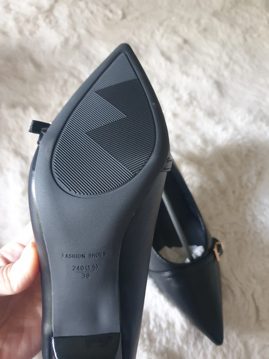 Black Faux Leather Pointed Toe Heels - photo 2