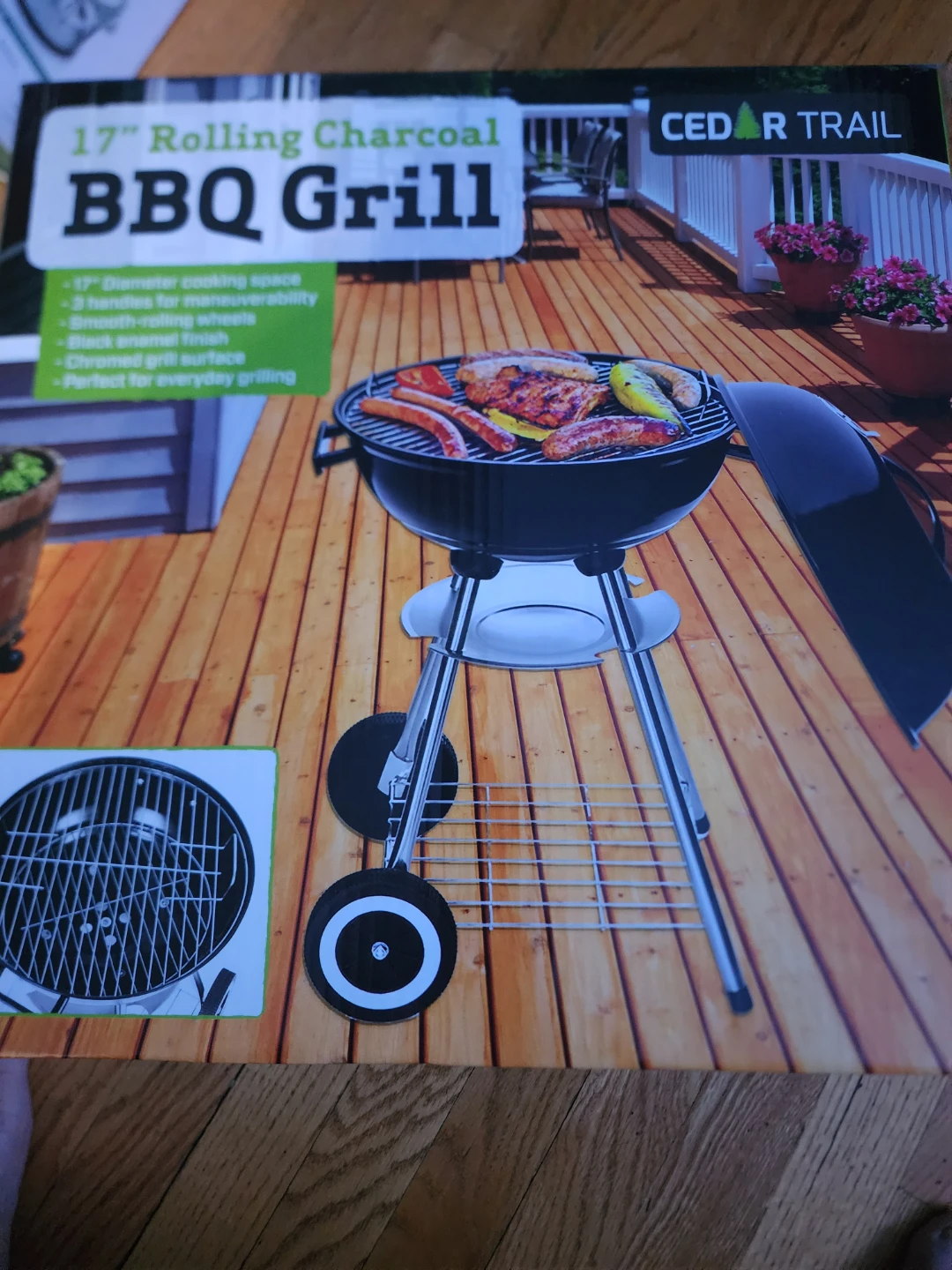 Cedgrar Trail 17" Rolling Charcoal BBQ Grill - photo 2