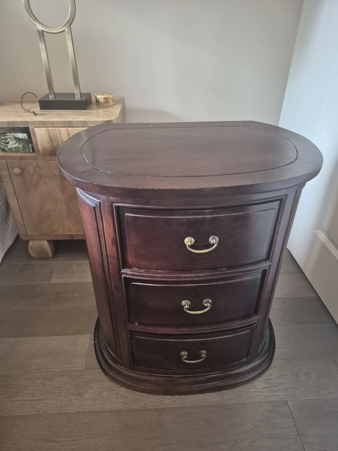 Dark Wood 3-Drawer Side Table - photo 2