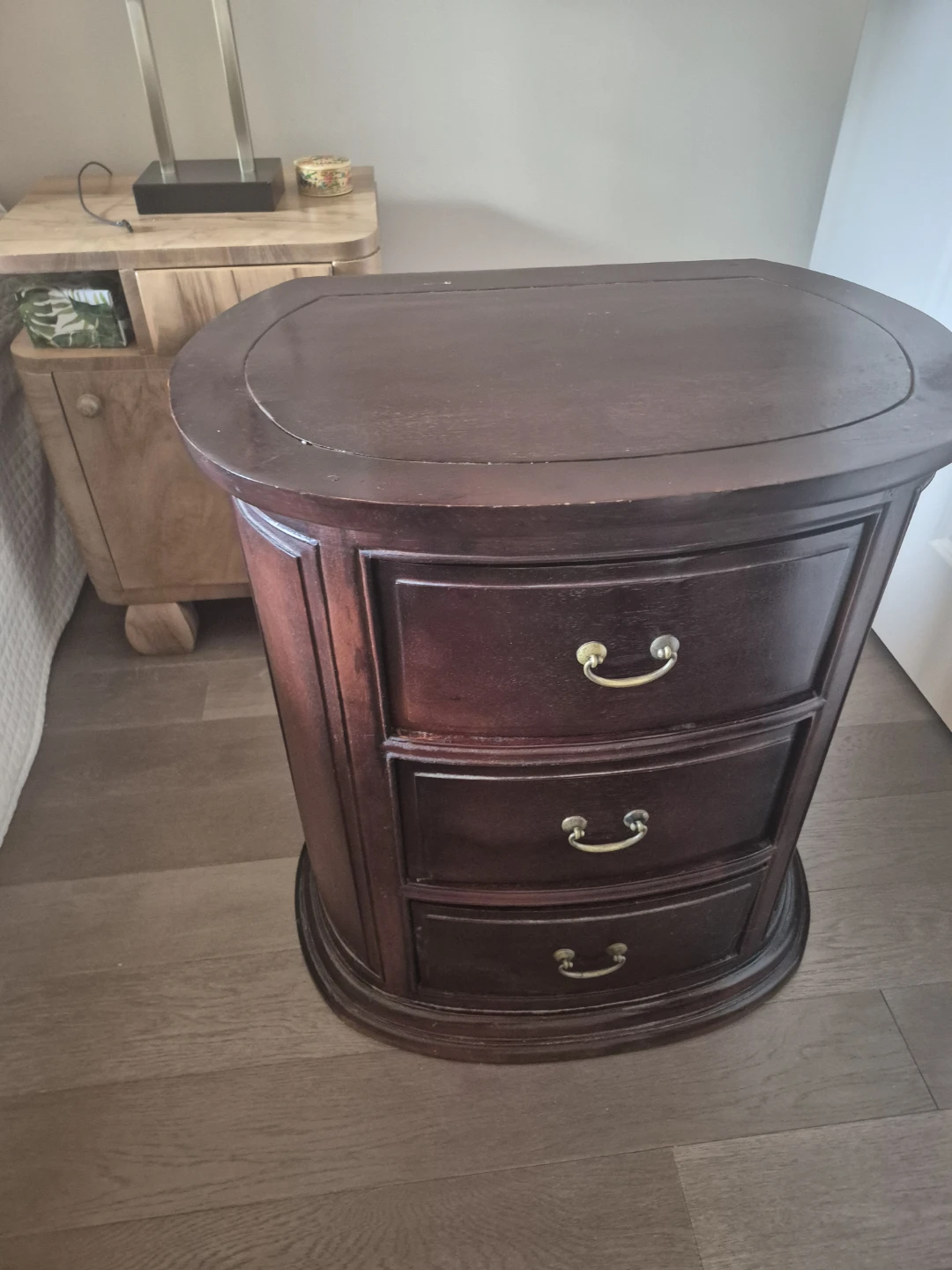 Dark Wood 3-Drawer Side Table - photo 4