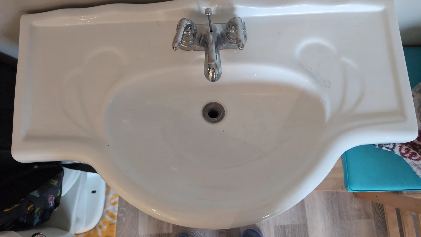 White Bathroom Vanity with Sink and Faucet - photo 2