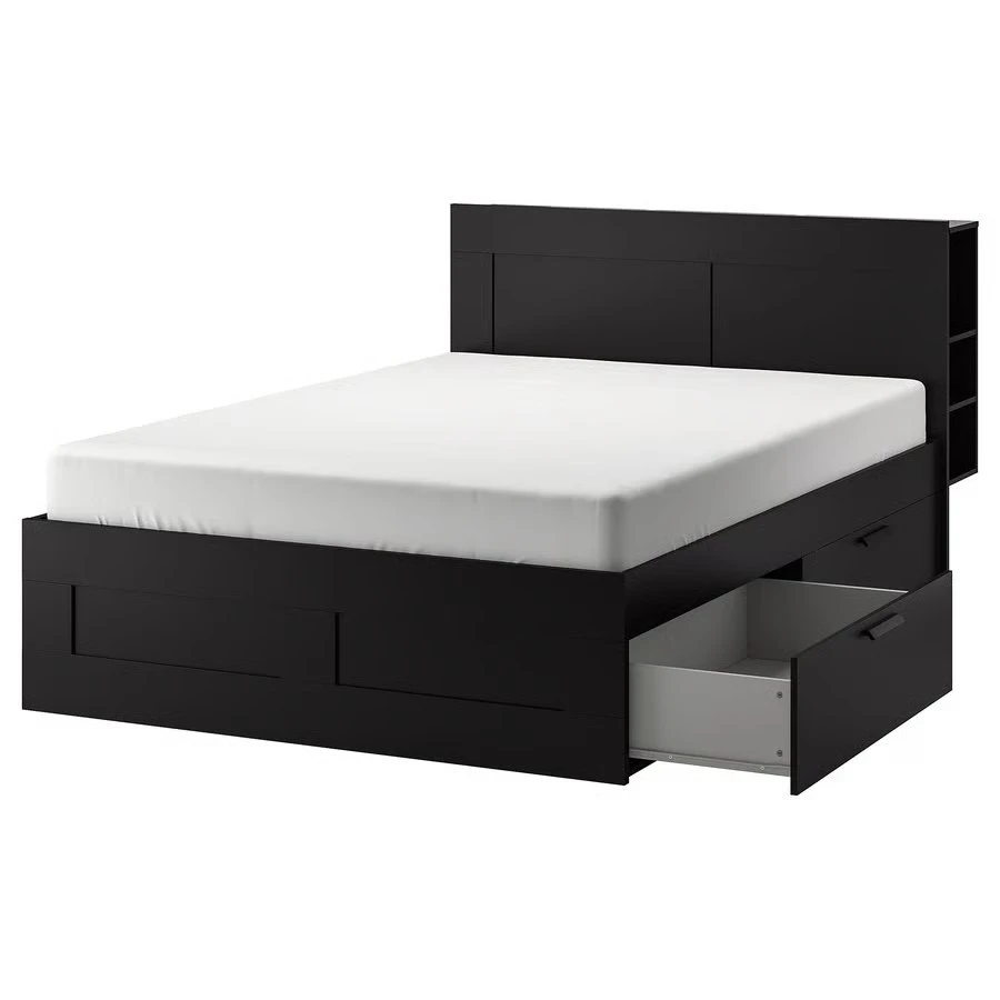 Bed Frame with Storage Drawers and Shelving Headboard - photo 2