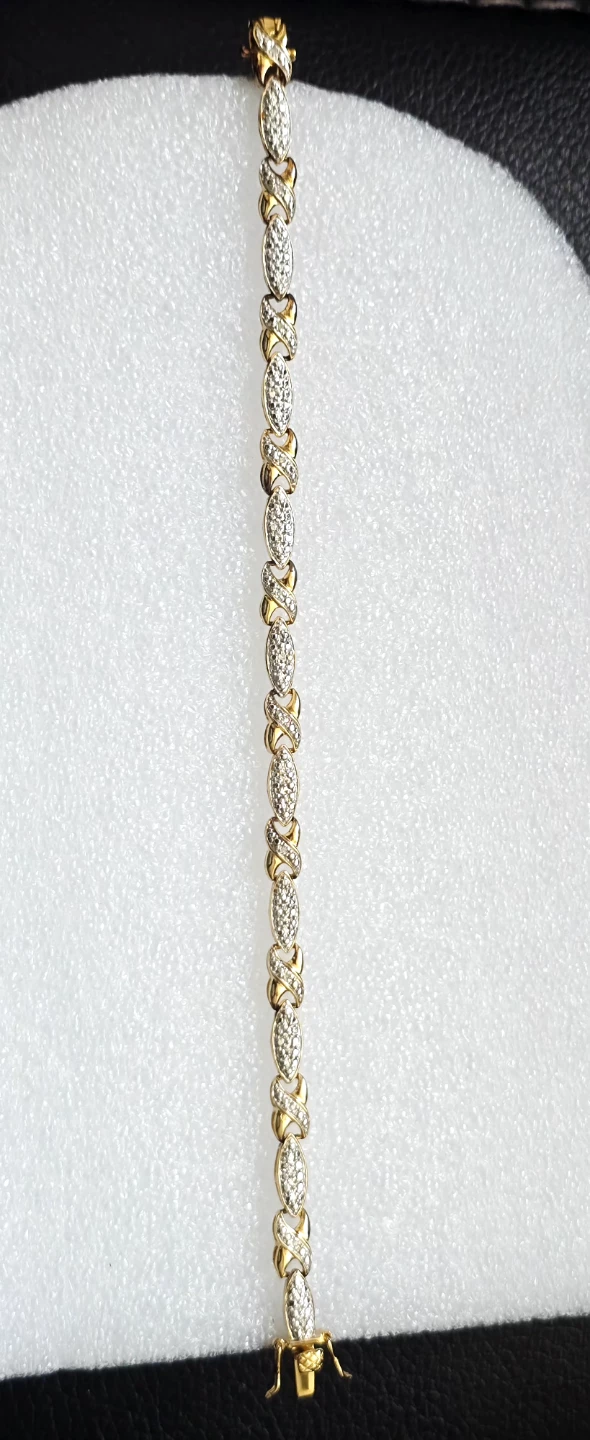 Brand new 925 Silver bracelet small diamond stones in gold tone - photo 2