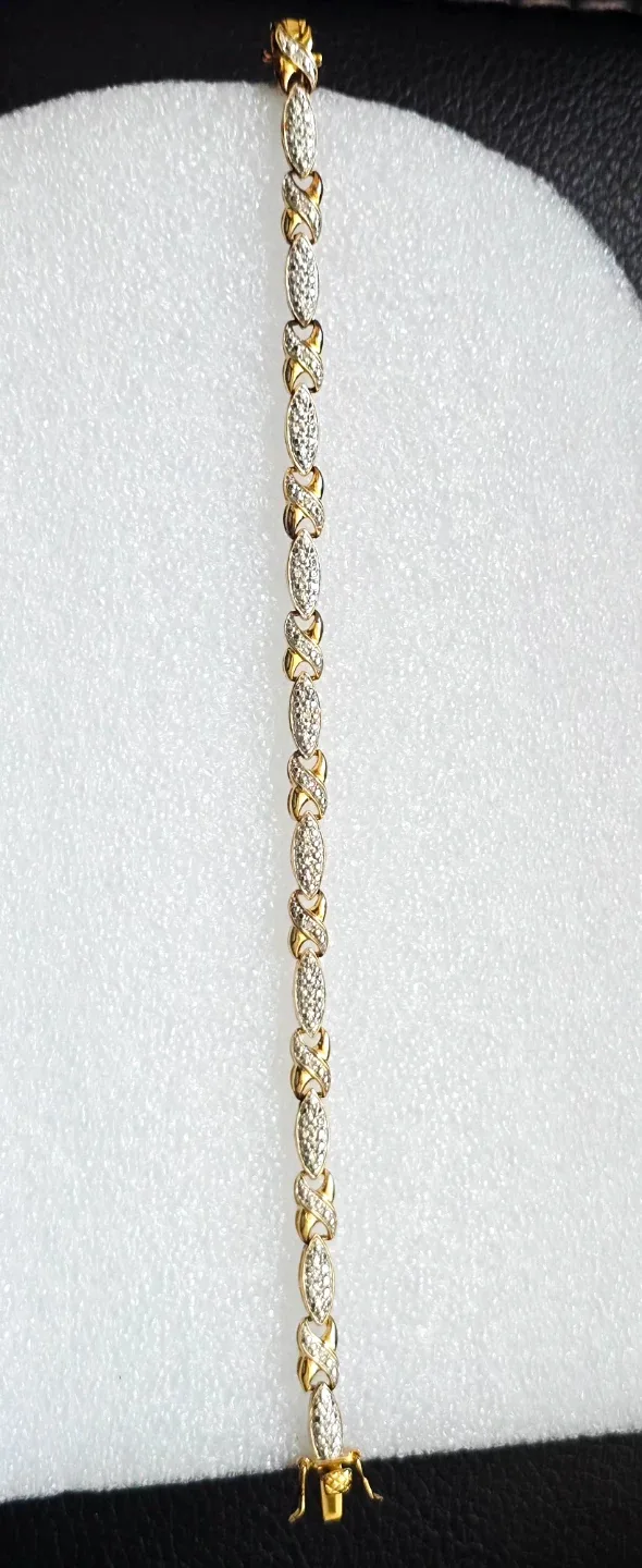 Brand new 925 Silver bracelet small diamond stones in gold tone - photo 2