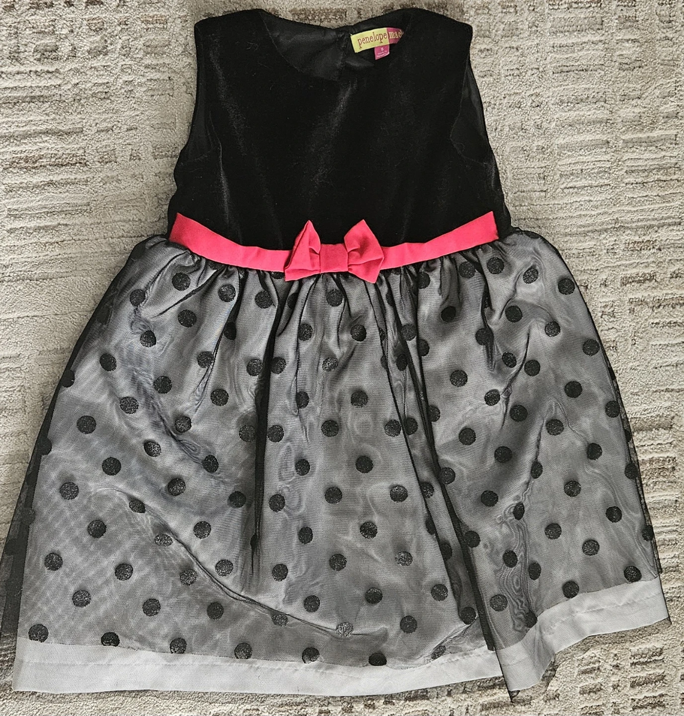 Penelope Mack Black Velvet Polka Dot Dress - Size 5
