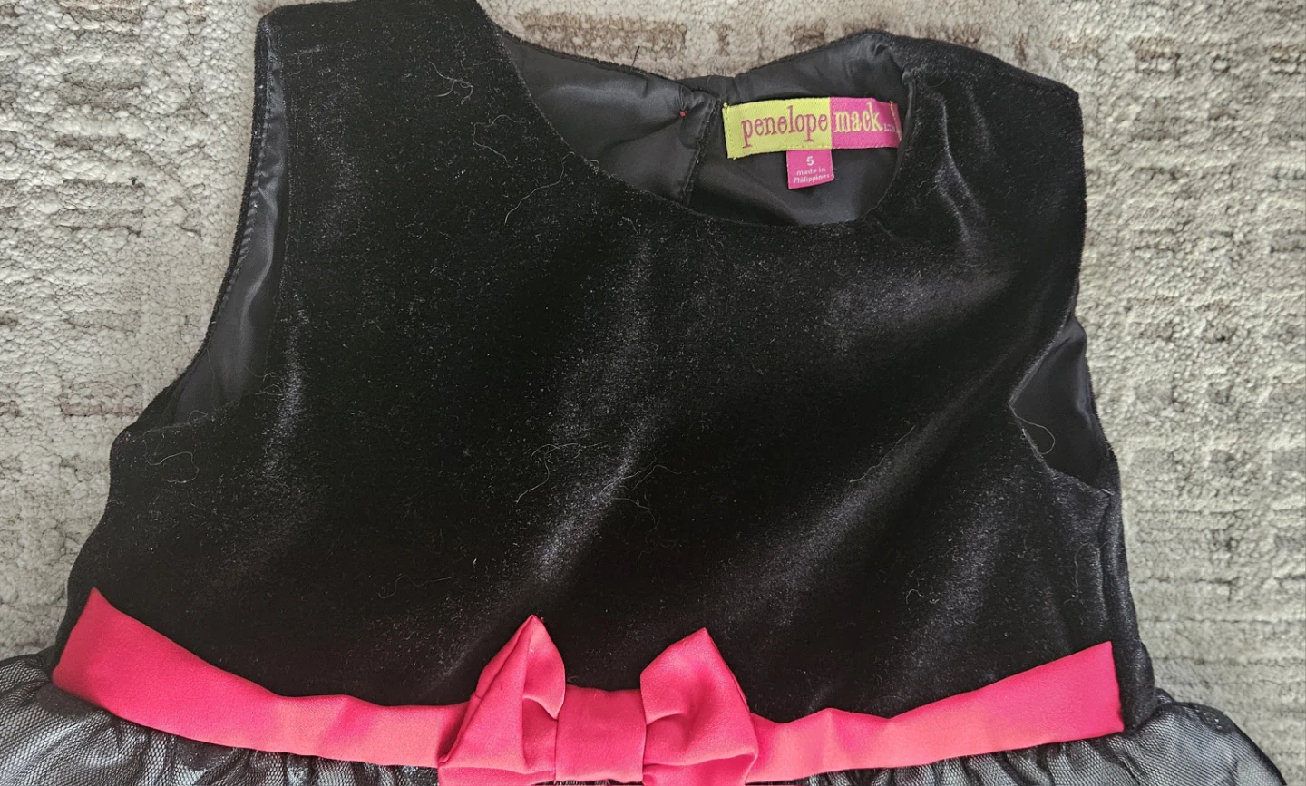 Penelope Mack Black Velvet Polka Dot Dress - Size 5 - photo 3