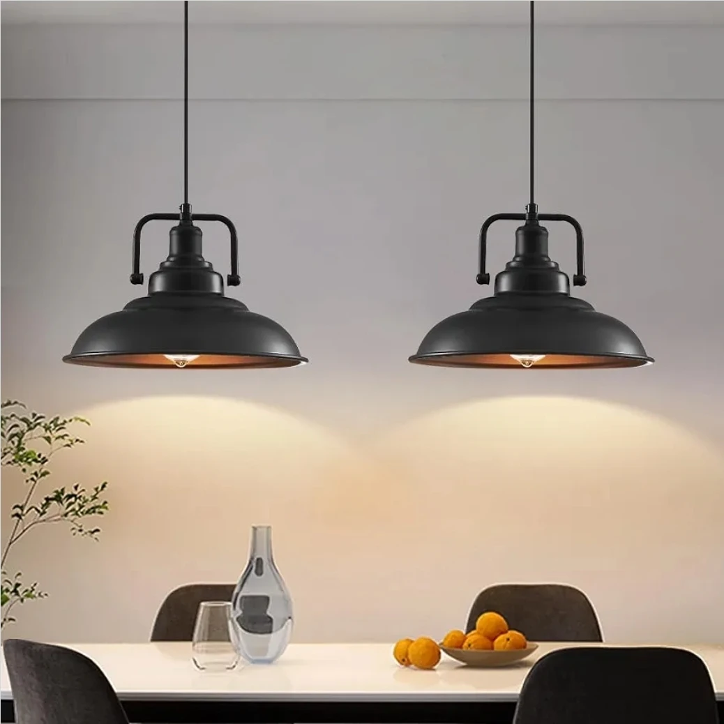 2 Pack Black Industrial Pendant Lights, 12 Inch - photo 3