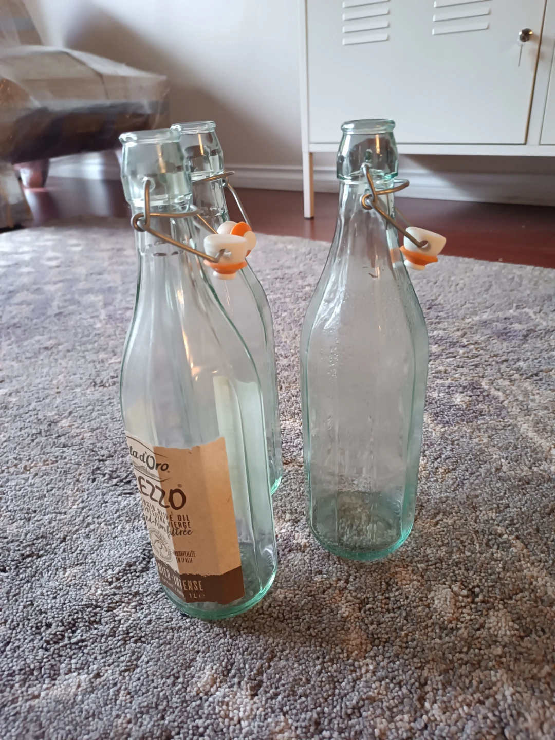 Set of 3 Glass Swing Top Bottles