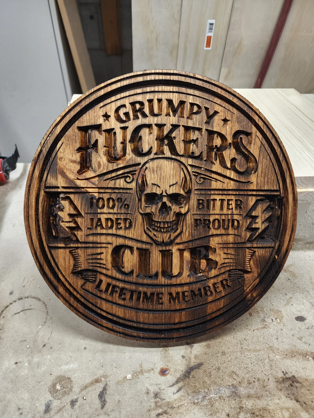 Grumpy Fuckers Club Wood Sign