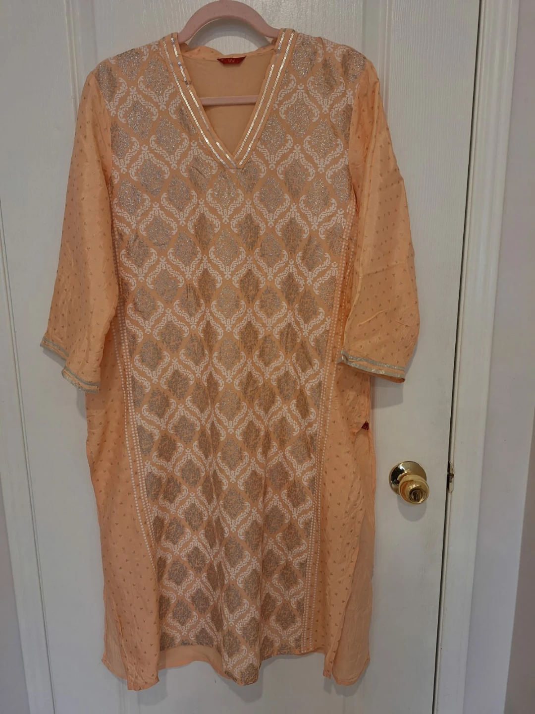 Peach and Silver Kurta