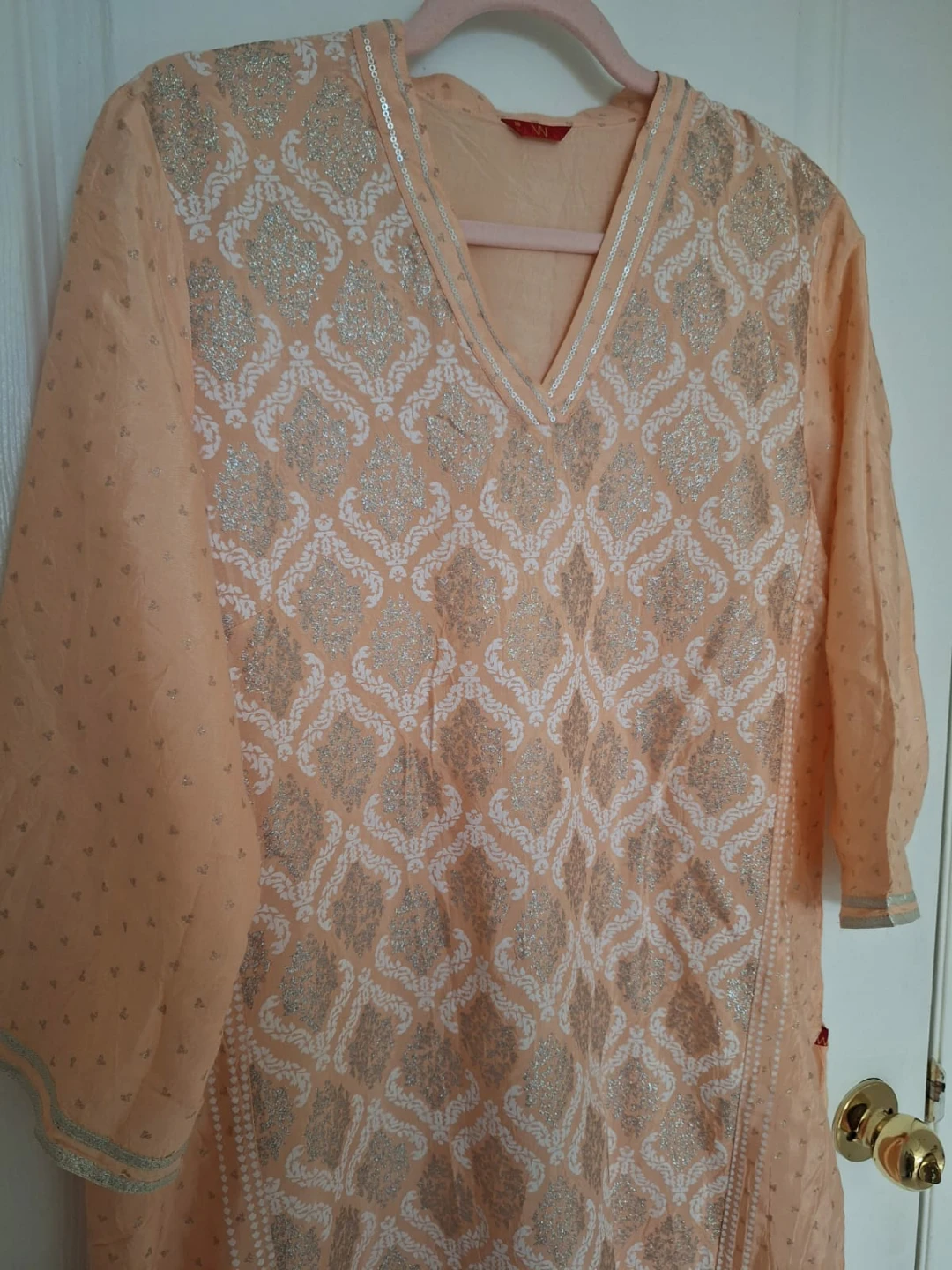 Peach and Silver Kurta - photo 2
