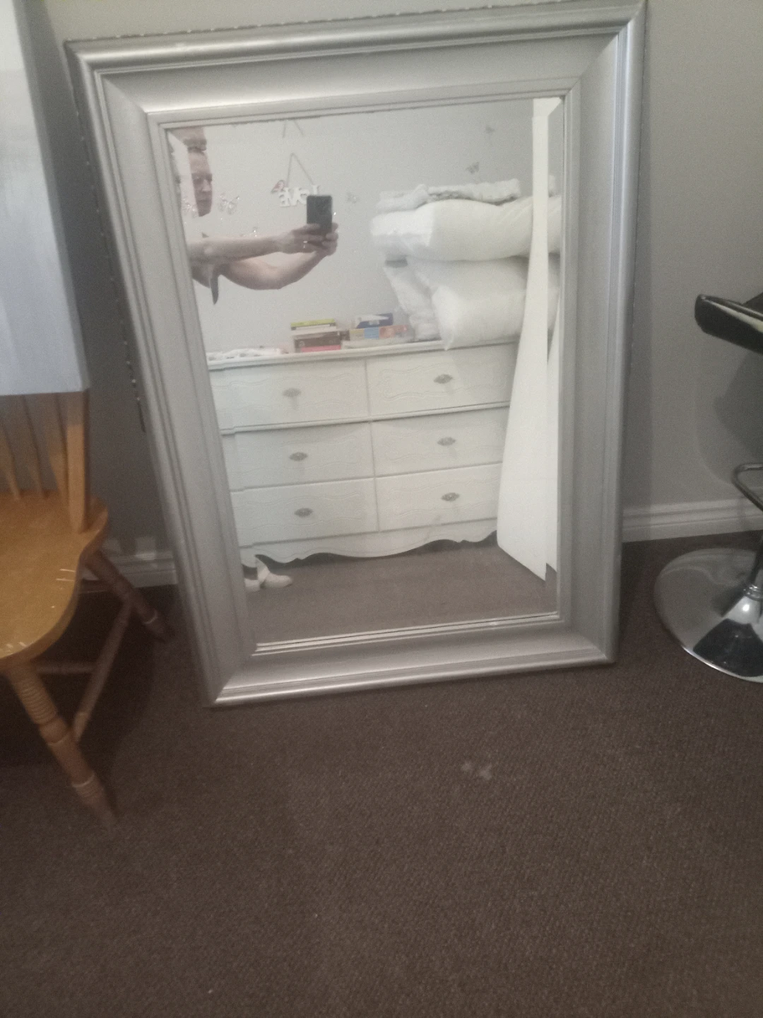 Large Silver Framed Mirror