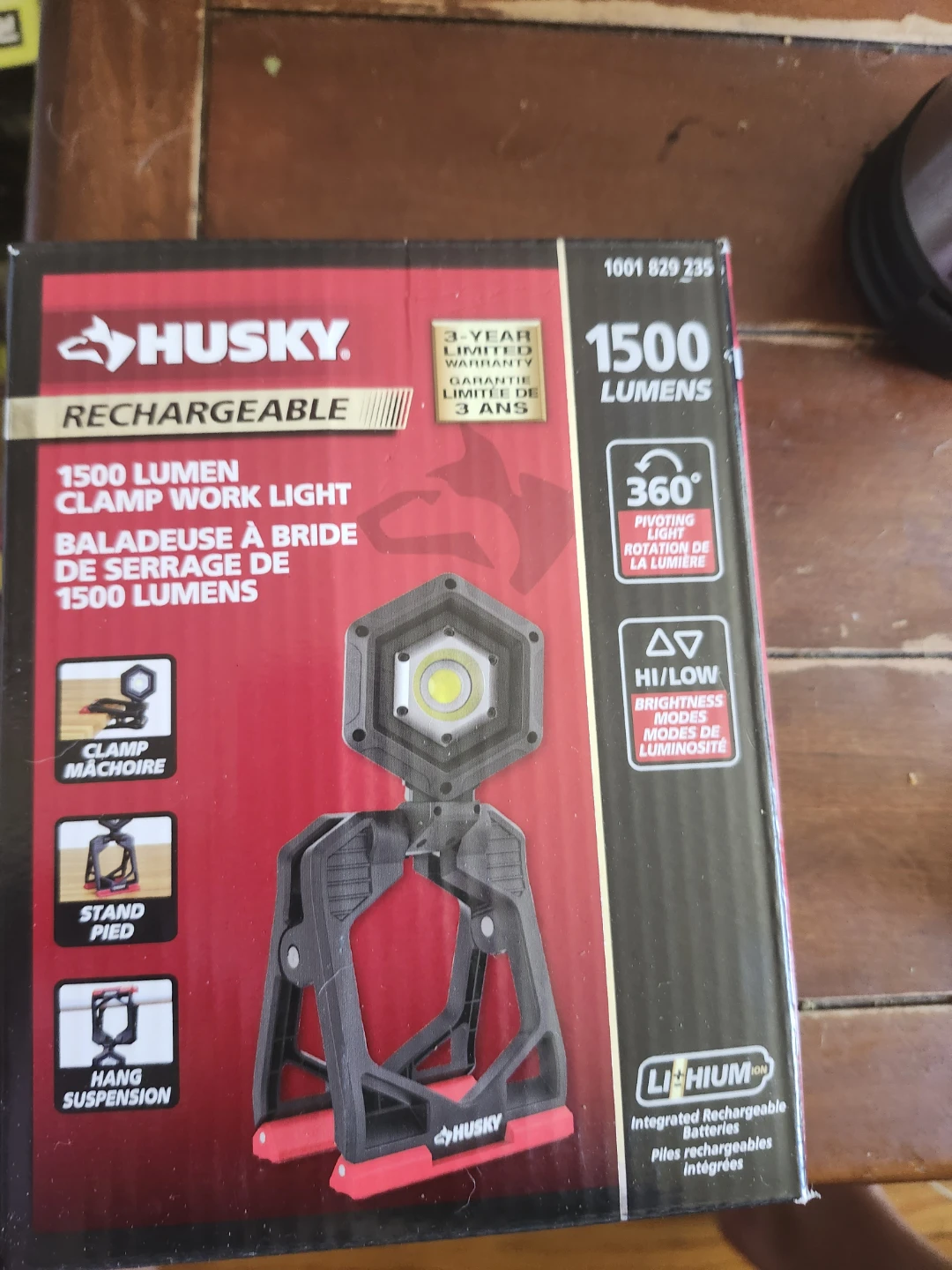 Husky 1500 Lumen Rechargeable Clamp Work Light