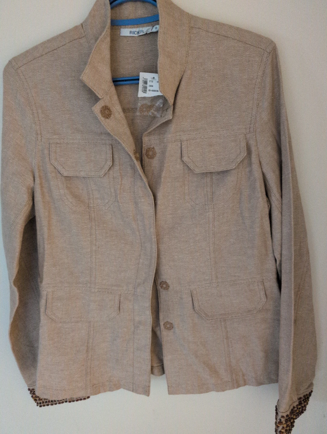 Ricki's Beige Embellished Cuff Blazer Size 8 - photo 4