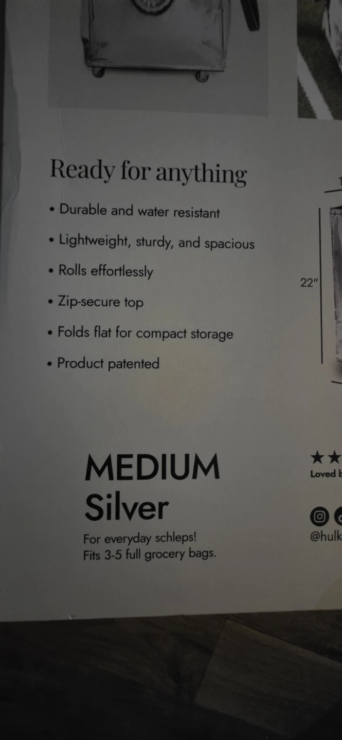 HULKEN The Original Rolling Tote Bag - Medium Silver - photo 5