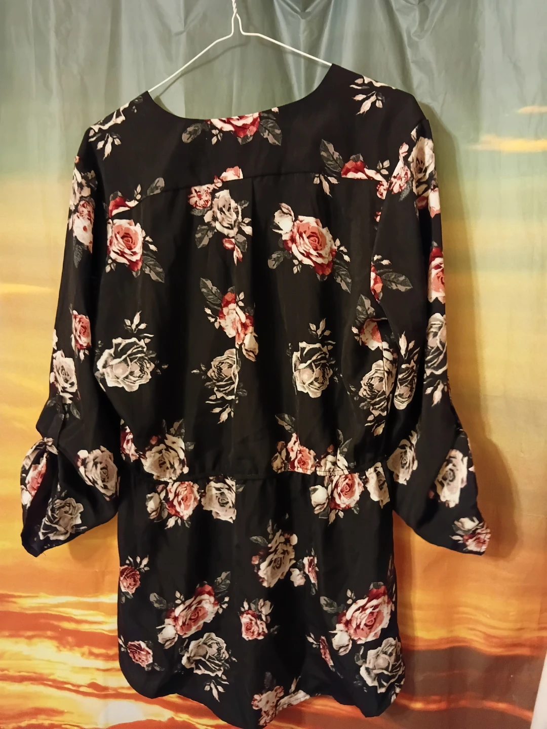 Black Floral Dress with Zipper
