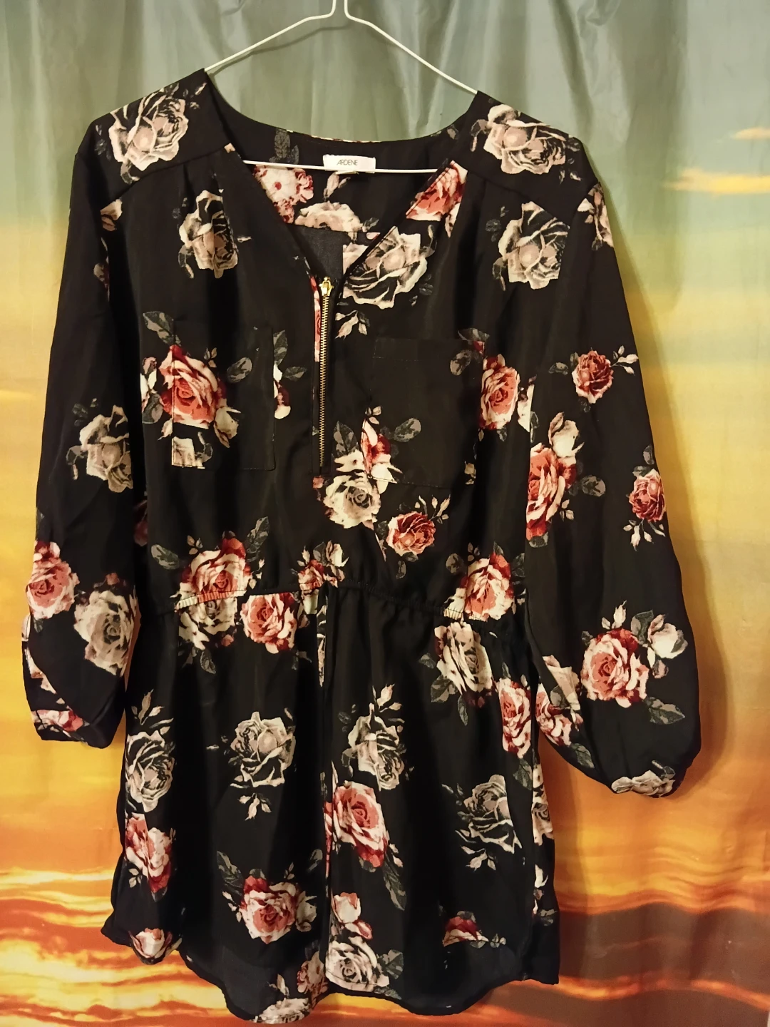 Black Floral Dress with Zipper - photo 3